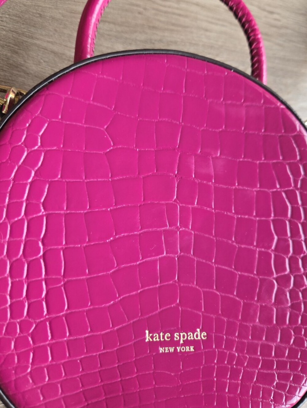 Kate Spade Andi Croc Embossed Canteen Crossbody Bag Berry Pink Magenta 💗 - Picture 9 of 16